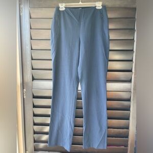 Tahari Navy Size 6 Flat Front Straight Leg Pants With Side Zip Pockets